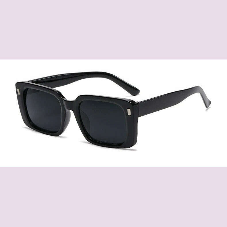 Retro Classic Yellow Square Sunglasses Women Retro Rivet Popular ins Shades Sun Glasses Vintage Eyewear UV400 - KIMLUD