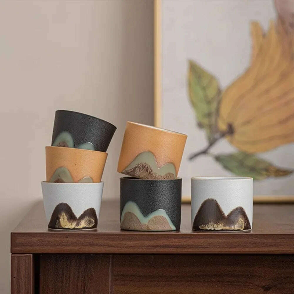 KIMLUD, Retro Coffee Cup Office Water Cup Filter Tea Mug Ceramic Coffee Mug Handmade Tea Coffee Cup Birthday Gift, KIMLUD Womens Clothes