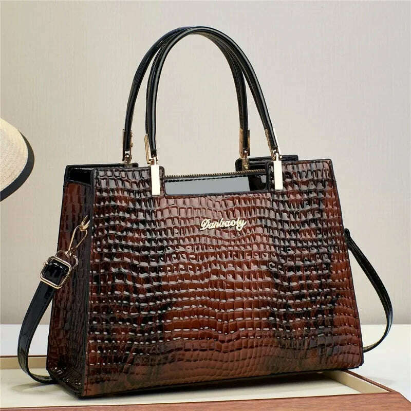 KIMLUD, Retro Crocodile Pattern Light Luxury Shoulder Bags Women's 2023 Fashion Handbag Texture PU Commuting Crossbody Bag New Versatile, KIMLUD Womens Clothes