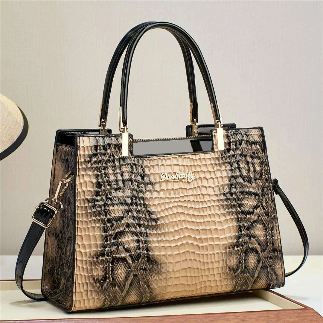 KIMLUD, Retro Crocodile Pattern Light Luxury Shoulder Bags Women's 2023 Fashion Handbag Texture PU Commuting Crossbody Bag New Versatile, KIMLUD Womens Clothes