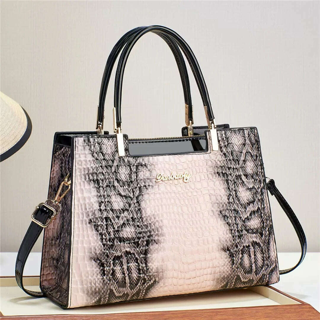 KIMLUD, Retro Crocodile Pattern Light Luxury Shoulder Bags Women's 2023 Fashion Handbag Texture PU Commuting Crossbody Bag New Versatile, Pink, KIMLUD Womens Clothes