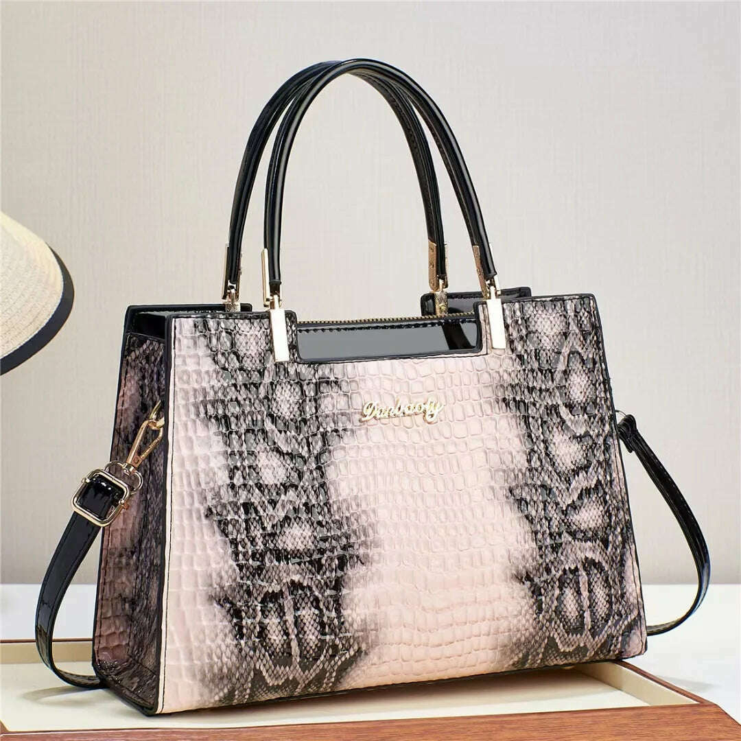 KIMLUD, Retro Crocodile Pattern Light Luxury Shoulder Bags Women's 2023 Fashion Handbag Texture PU Commuting Crossbody Bag New Versatile, Pink, KIMLUD APPAREL - Womens Clothes