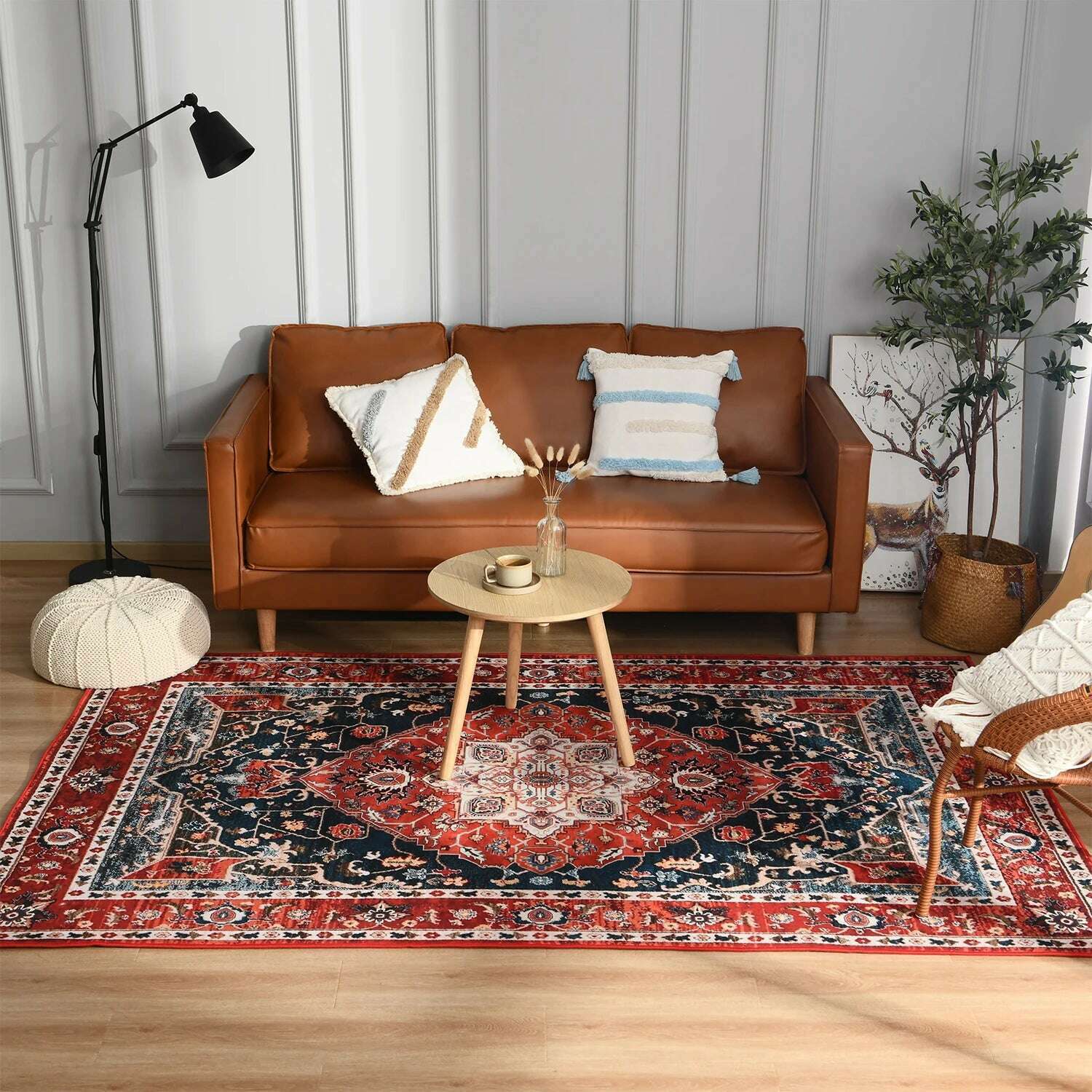 Retro Ethnic Carpets Turkish Persian Rug for Living Room Bedside Bedroom Vintage Floor Mat Entrance Doormat Carpet Large Rug - KIMLUD