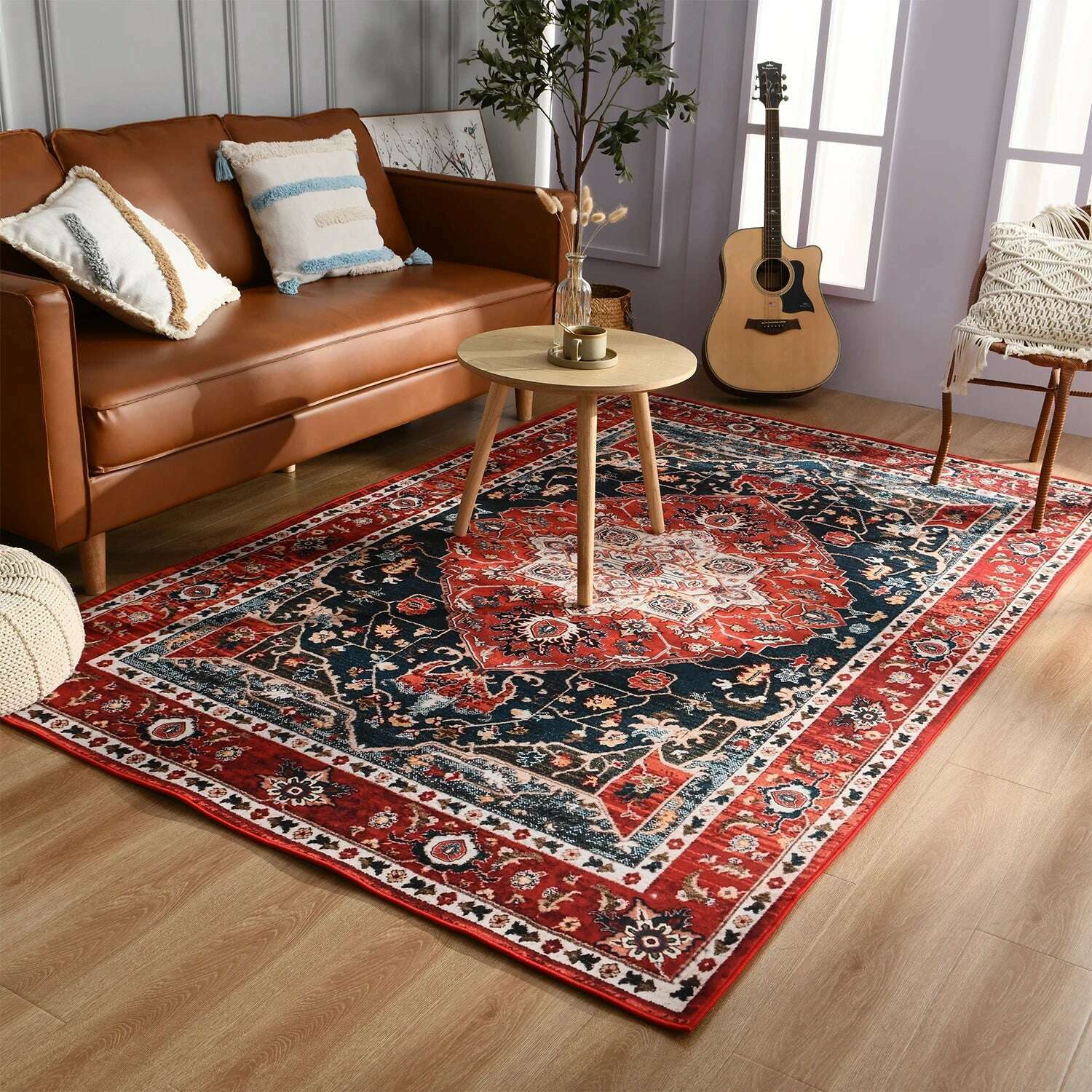 Retro Ethnic Carpets Turkish Persian Rug for Living Room Bedside Bedroom Vintage Floor Mat Entrance Doormat Carpet Large Rug - KIMLUD