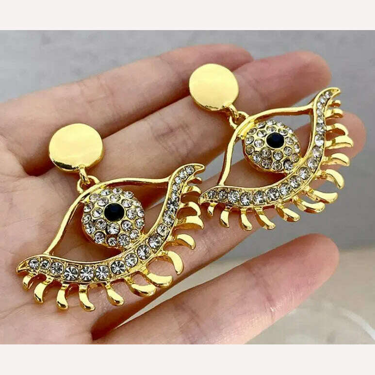 KIMLUD, Retro Eye Earrings Ring Brooches Women's French Vintage Jewelry Sets, 9 earrings, KIMLUD Womens Clothes