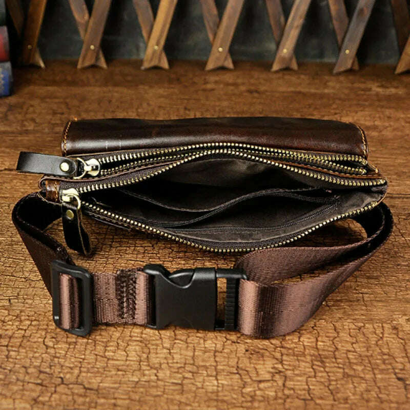 KIMLUD, Retro Men  Fanny Waist Pack For  Men Genuine Leather Real Chest Hip Belt Bag Casual Male Clutch Purse Bags, KIMLUD Womens Clothes