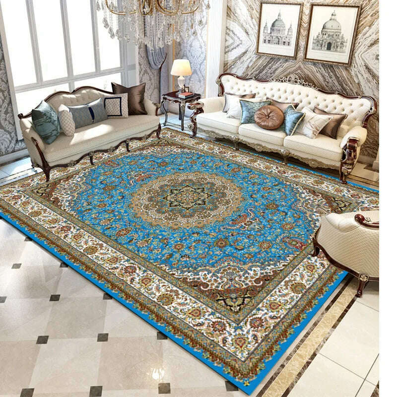 KIMLUD, Retro Persian Carpet For Living Room Non-slip American Carpet Bedroom Decor Parlor Anti-skid Retro Mat Study Office Large Carpet, KIMLUD Womens Clothes