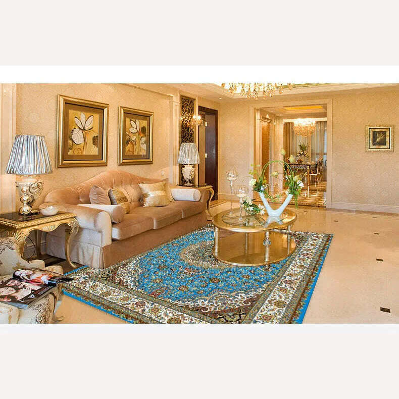 KIMLUD, Retro Persian Carpet For Living Room Non-slip American Carpet Bedroom Decor Parlor Anti-skid Retro Mat Study Office Large Carpet, KIMLUD Women's Clothes