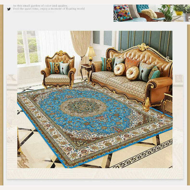 KIMLUD, Retro Persian Carpet For Living Room Non-slip American Carpet Bedroom Decor Parlor Anti-skid Retro Mat Study Office Large Carpet, KIMLUD Womens Clothes