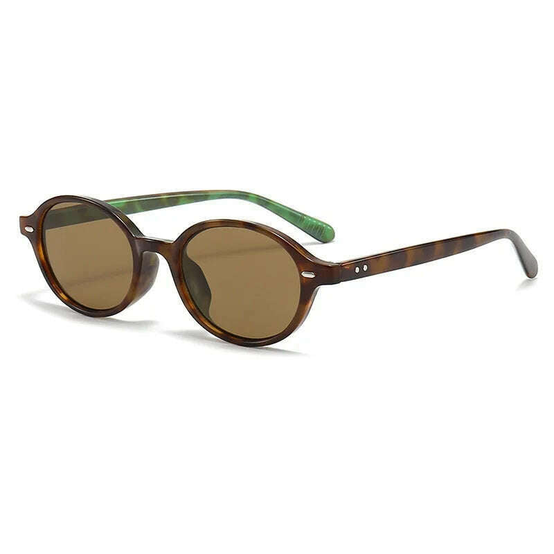 Retro Small Oval Sunglasses Women Men Rivets Shades Fashion Eyewear Luxury Sun Glasses UV400 Brand Oculus Female Gafas - KIMLUD