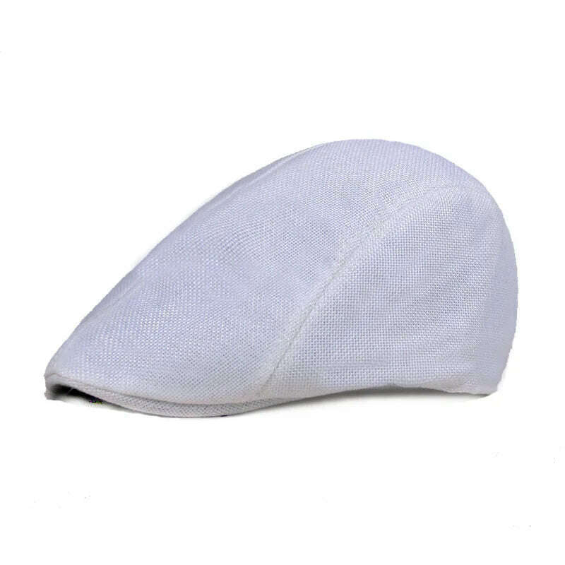 KIMLUD, Retro Western Newsboy Caps Berets Hat Summer Spring Adjustable Men Sun Hats Cotton Plain Beret Hat Flat Brim Leisure Men Caps, Style B -  White, KIMLUD APPAREL - Womens Clothes