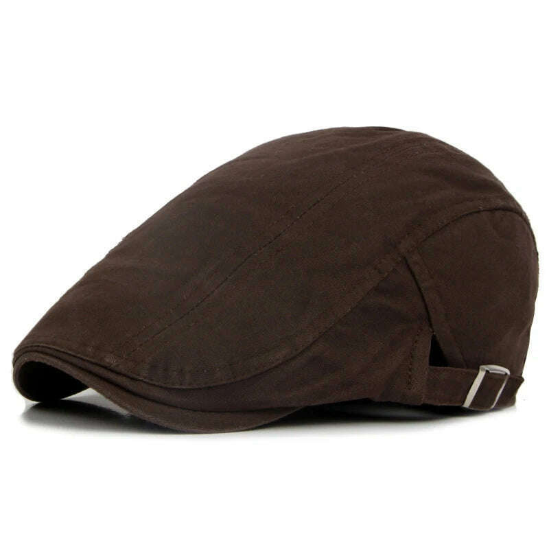 KIMLUD, Retro Western Newsboy Caps Berets Hat Summer Spring Adjustable Men Sun Hats Cotton Plain Beret Hat Flat Brim Leisure Men Caps, Style A - Coffee, KIMLUD APPAREL - Womens Clothes