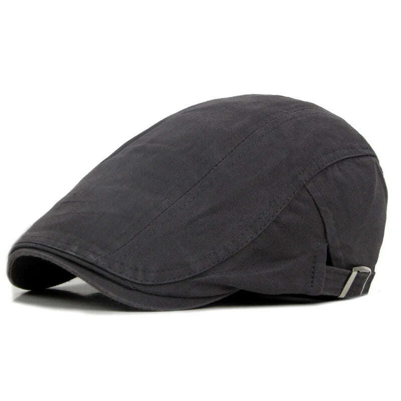KIMLUD, Retro Western Newsboy Caps Berets Hat Summer Spring Adjustable Men Sun Hats Cotton Plain Beret Hat Flat Brim Leisure Men Caps, Style A - Gray, KIMLUD APPAREL - Womens Clothes