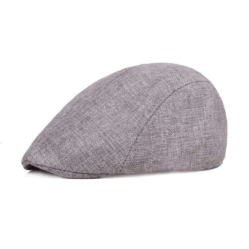 KIMLUD, Retro Western Newsboy Caps Berets Hat Summer Spring Adjustable Men Sun Hats Cotton Plain Beret Hat Flat Brim Leisure Men Caps, Style B -  Gray, KIMLUD APPAREL - Womens Clothes
