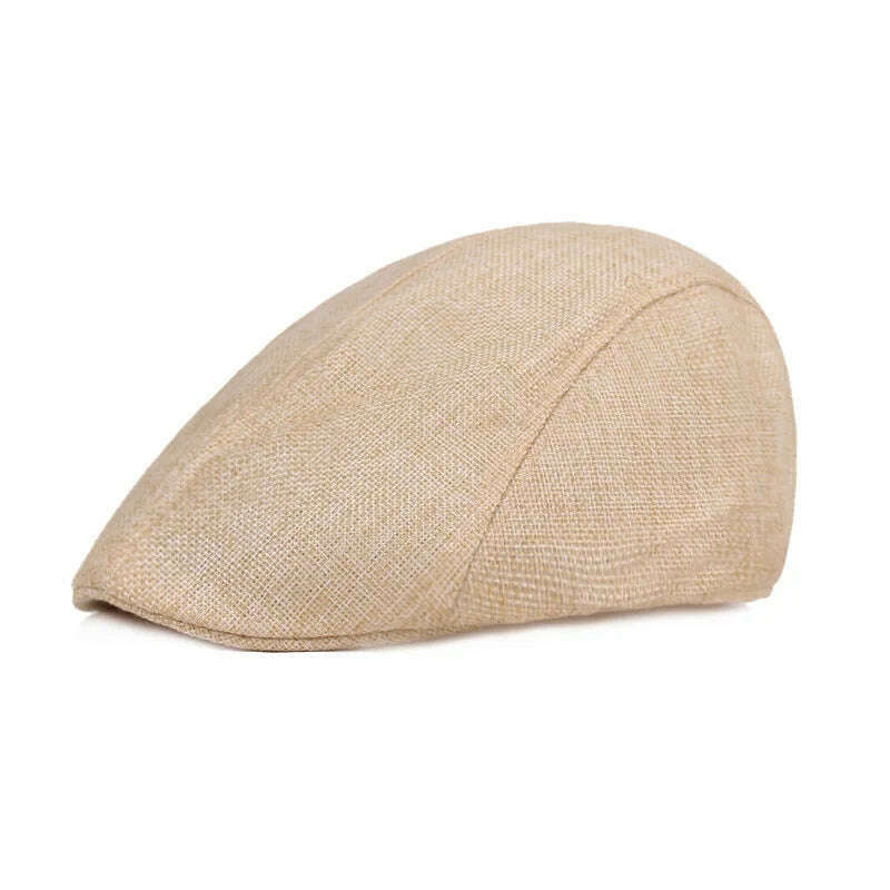 KIMLUD, Retro Western Newsboy Caps Berets Hat Summer Spring Adjustable Men Sun Hats Cotton Plain Beret Hat Flat Brim Leisure Men Caps, Style B -  Beige, KIMLUD APPAREL - Womens Clothes