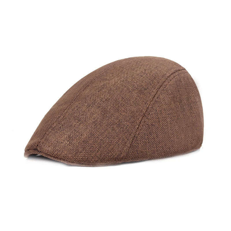 KIMLUD, Retro Western Newsboy Caps Berets Hat Summer Spring Adjustable Men Sun Hats Cotton Plain Beret Hat Flat Brim Leisure Men Caps, Style B -  Brown, KIMLUD APPAREL - Womens Clothes