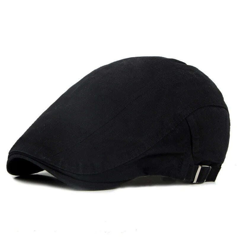 KIMLUD, Retro Western Newsboy Caps Berets Hat Summer Spring Adjustable Men Sun Hats Cotton Plain Beret Hat Flat Brim Leisure Men Caps, Style A - Black, KIMLUD APPAREL - Womens Clothes