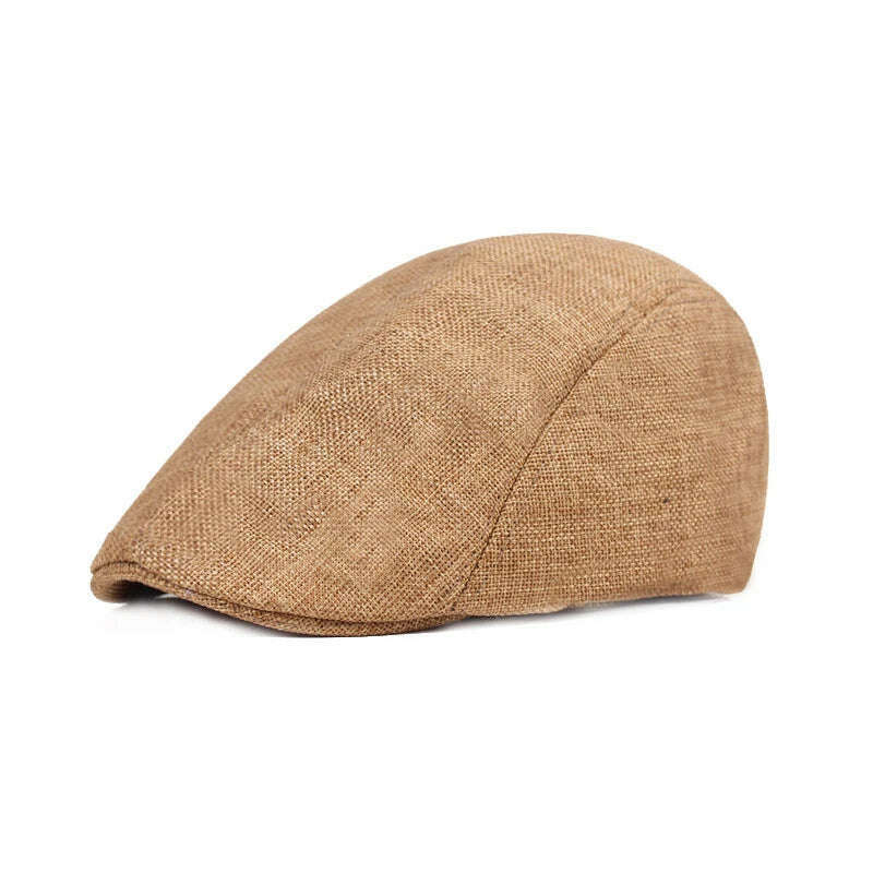KIMLUD, Retro Western Newsboy Caps Berets Hat Summer Spring Adjustable Men Sun Hats Cotton Plain Beret Hat Flat Brim Leisure Men Caps, Style B -  Khaki, KIMLUD APPAREL - Womens Clothes