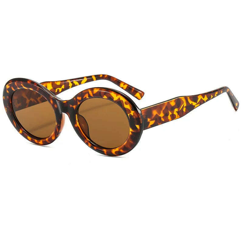 KIMLUD, Retro Zebra Stripe Print Oval Women Sunglasses Classic Round Sun Glasses Men 2022 New Vintage Luxury Fashion Decorative Eyewear, C5 / look picture, KIMLUD Women's Clothes