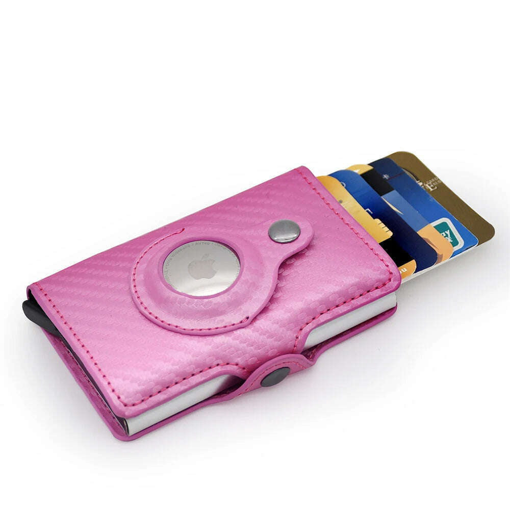 Rfid Airtag Wallet Carbon Fiber Leather Card Holder Men Women Wallets Small Purse Air Tags Case Bag For Apple AirTags Tracker - KIMLUD