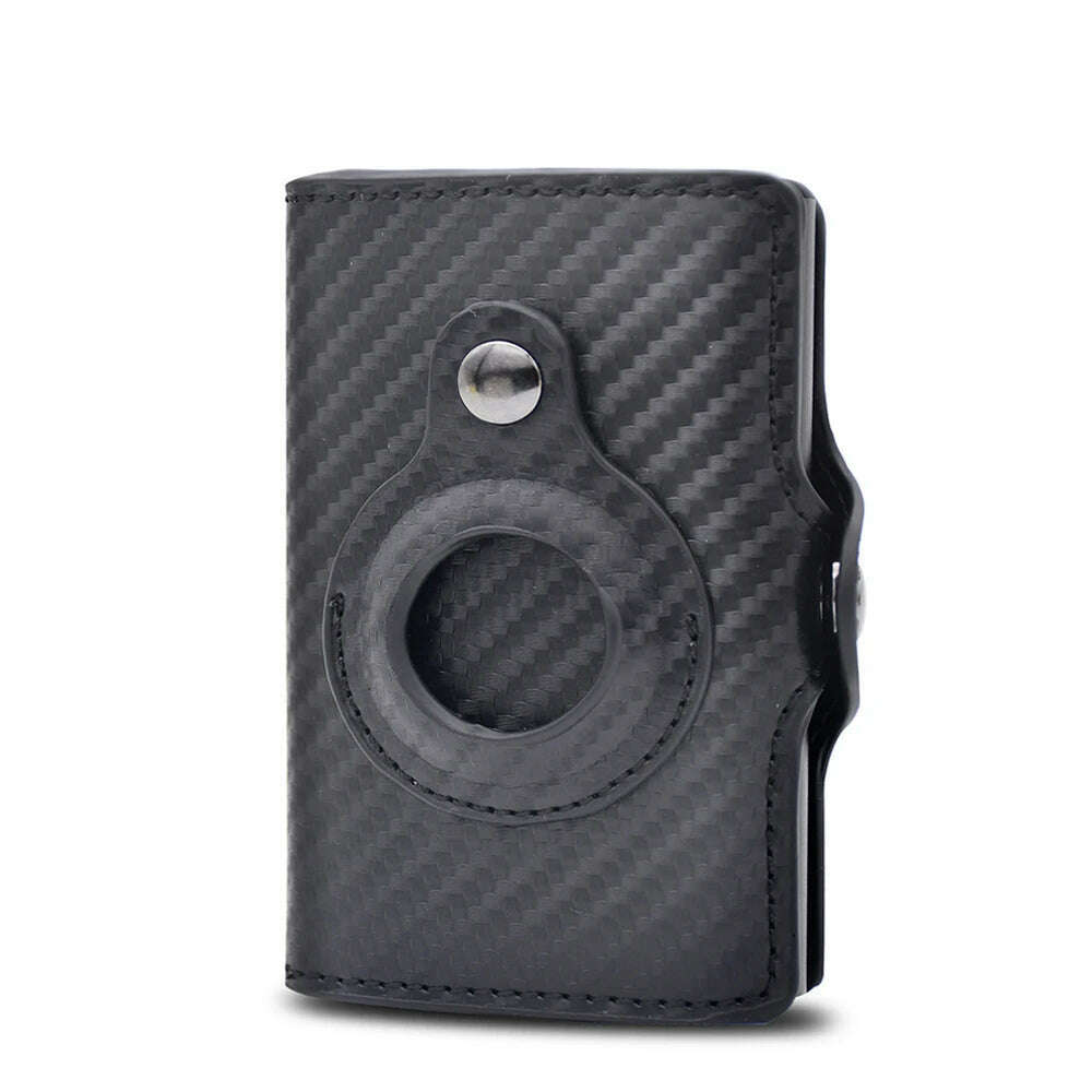 Rfid Airtag Wallet Carbon Fiber Leather Card Holder Men Women Wallets Small Purse Air Tags Case Bag For Apple AirTags Tracker - KIMLUD