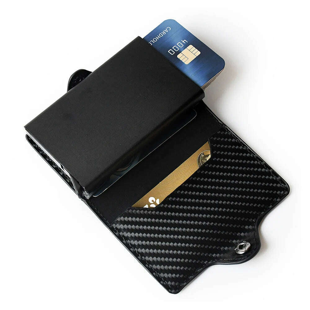 Rfid Airtag Wallet Carbon Fiber Leather Card Holder Men Women Wallets Small Purse Air Tags Case Bag For Apple AirTags Tracker - KIMLUD