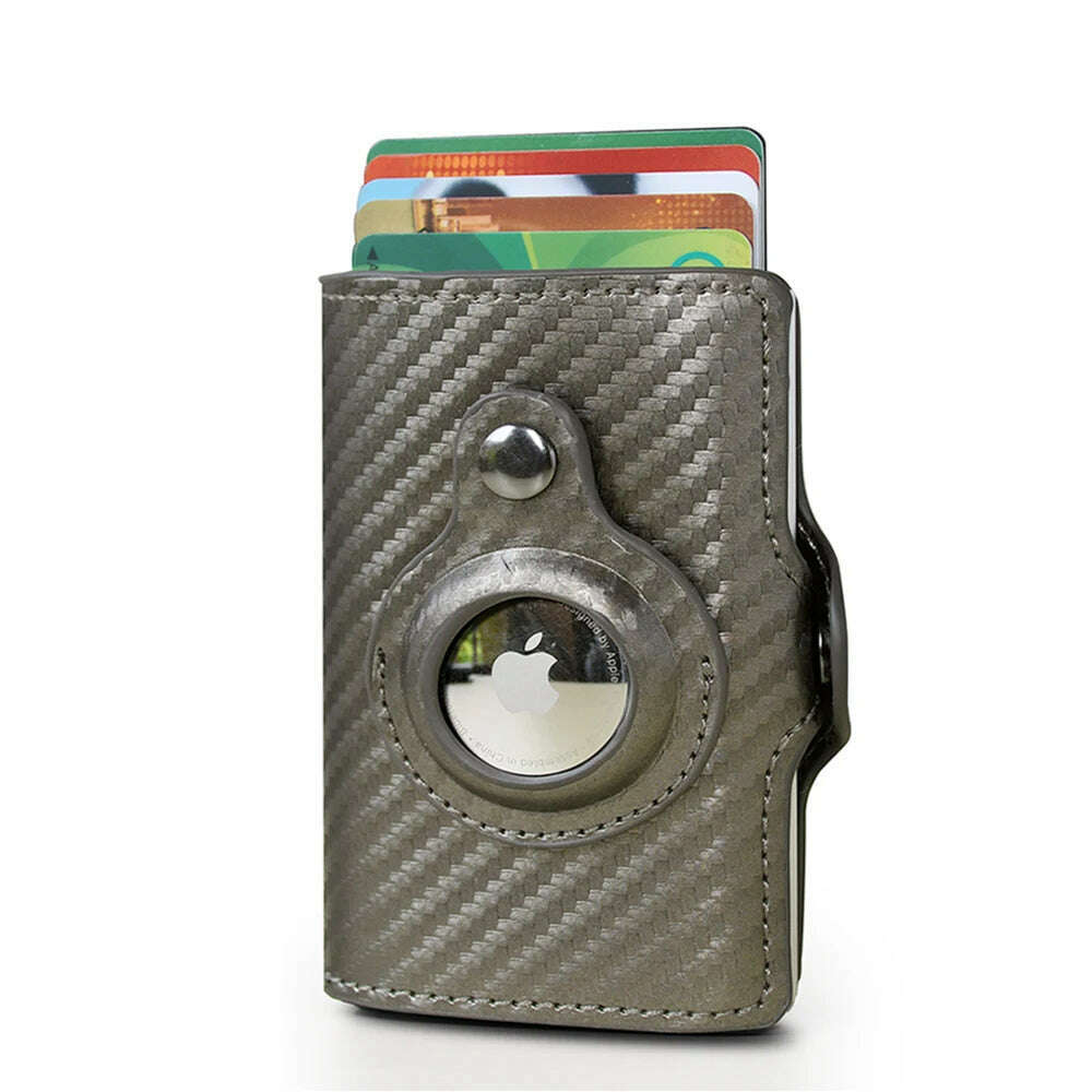 Rfid Airtag Wallet Carbon Fiber Leather Card Holder Men Women Wallets Small Purse Air Tags Case Bag For Apple AirTags Tracker - KIMLUD