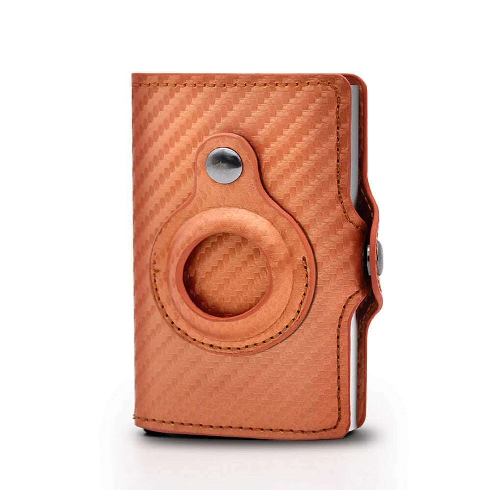 Rfid Airtag Wallet Carbon Fiber Leather Card Holder Men Women Wallets Small Purse Air Tags Case Bag For Apple AirTags Tracker - KIMLUD