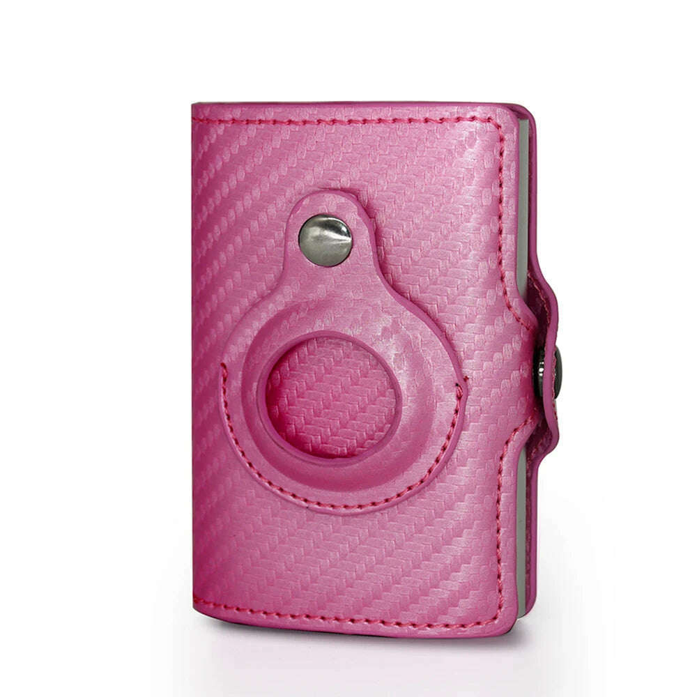 Rfid Airtag Wallet Carbon Fiber Leather Card Holder Men Women Wallets Small Purse Air Tags Case Bag For Apple AirTags Tracker - KIMLUD