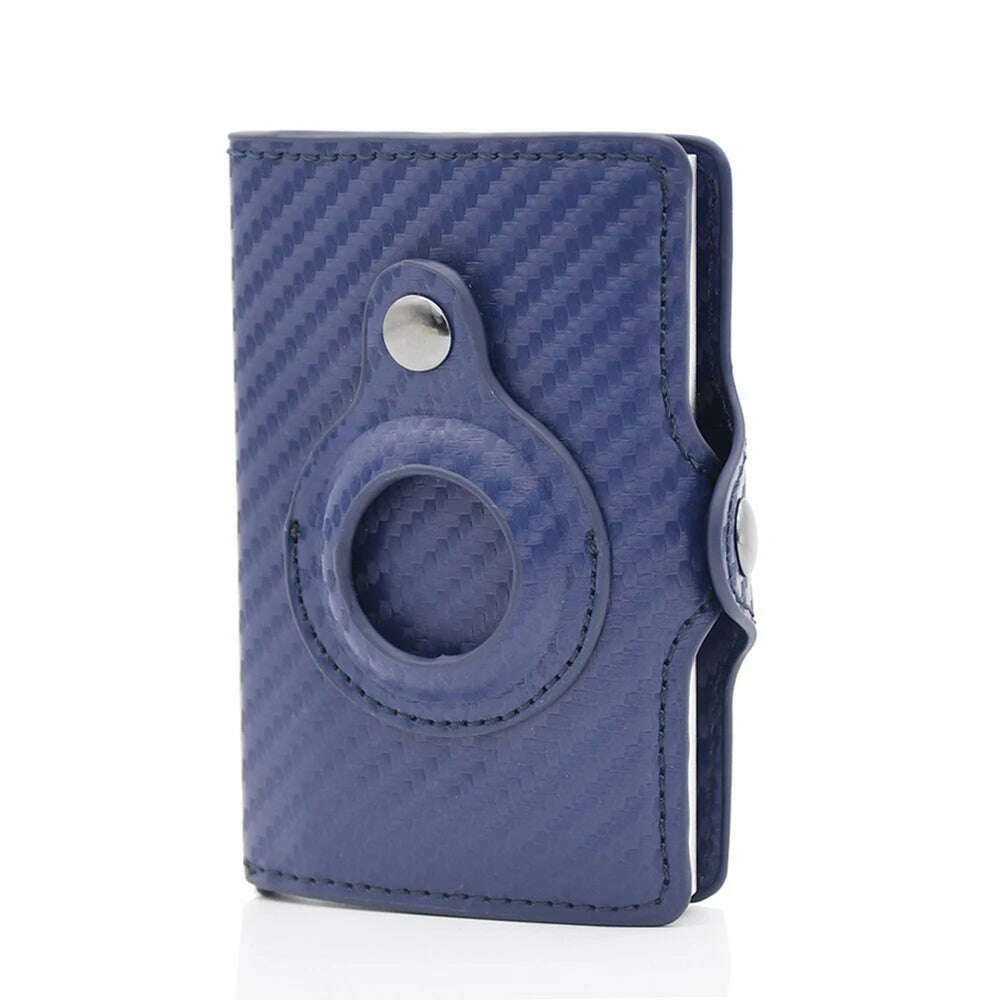 Rfid Airtag Wallet Carbon Fiber Leather Card Holder Men Women Wallets Small Purse Air Tags Case Bag For Apple AirTags Tracker - KIMLUD