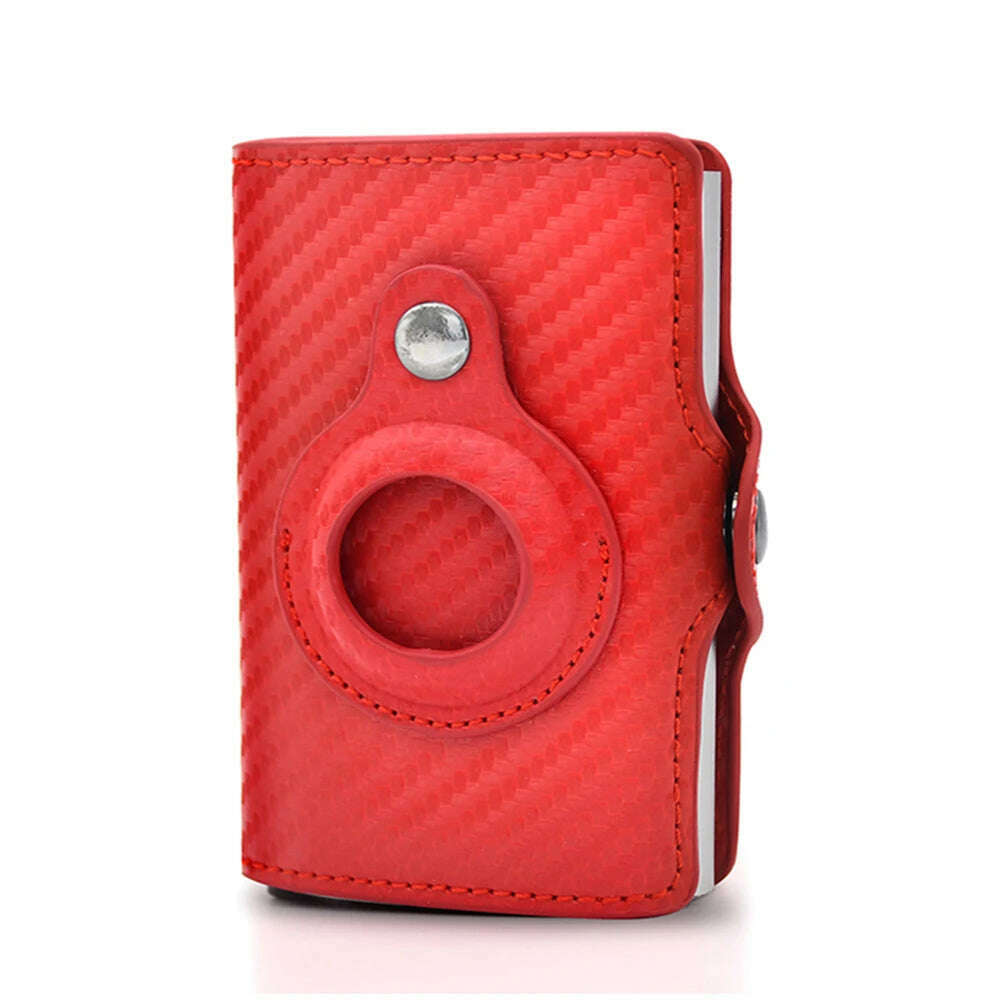 Rfid Airtag Wallet Carbon Fiber Leather Card Holder Men Women Wallets Small Purse Air Tags Case Bag For Apple AirTags Tracker - KIMLUD