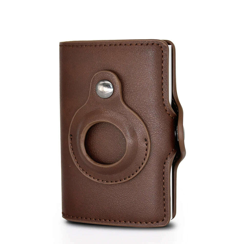 Rfid Airtag Wallet Carbon Fiber Leather Card Holder Men Women Wallets Small Purse Air Tags Case Bag For Apple AirTags Tracker - KIMLUD