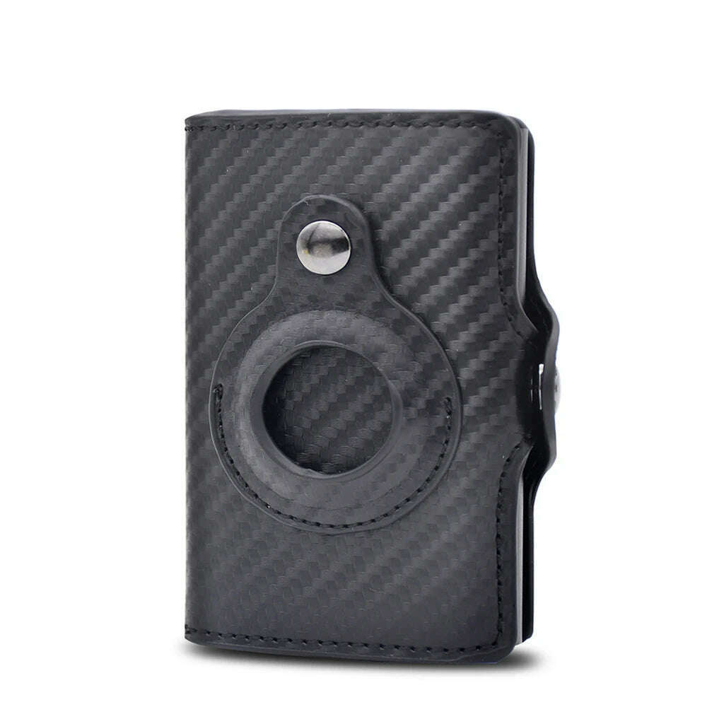 Rfid Airtag Wallet Carbon Fiber Leather Card Holder Men Women Wallets Small Purse Air Tags Case Bag For Apple AirTags Tracker - KIMLUD