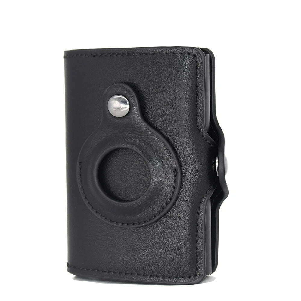 Rfid Airtag Wallet Carbon Fiber Leather Card Holder Men Women Wallets Small Purse Air Tags Case Bag For Apple AirTags Tracker - KIMLUD