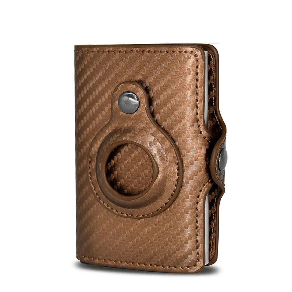 Rfid Airtag Wallet Carbon Fiber Leather Card Holder Men Women Wallets Small Purse Air Tags Case Bag For Apple AirTags Tracker - KIMLUD