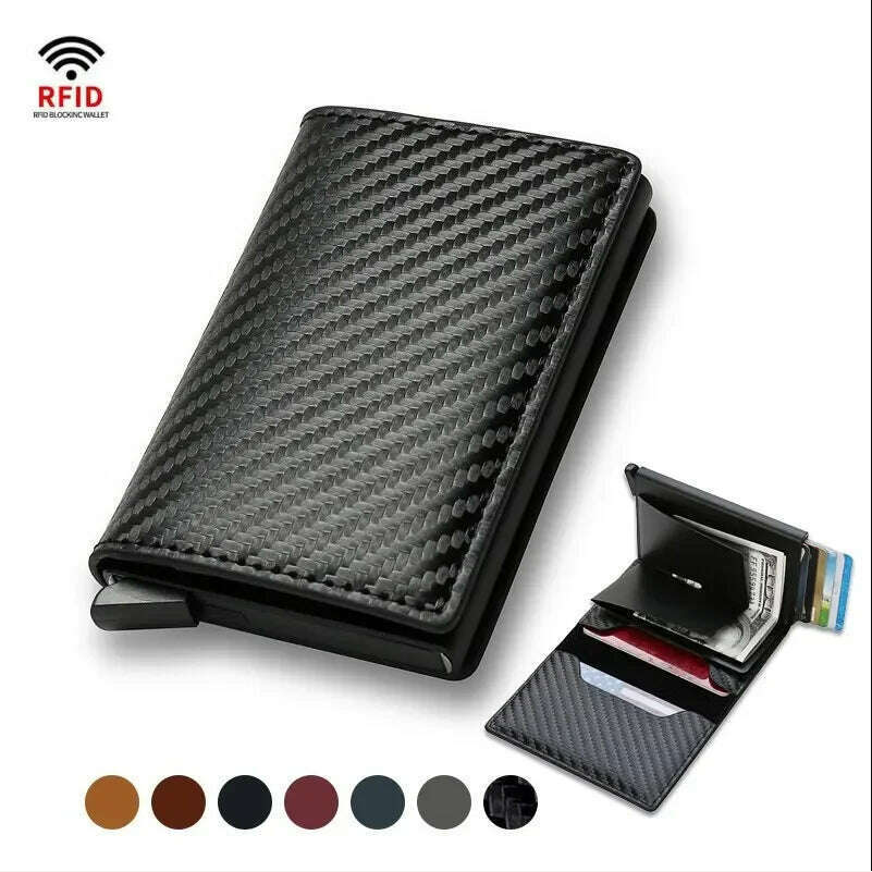 KIMLUD, Rfid Aluminum Men Wallet Card Holders Purse Carbon Fiber Men Business Slim Thin Smart Wallet Credit Cardholder Case Note Holder, KIMLUD Womens Clothes