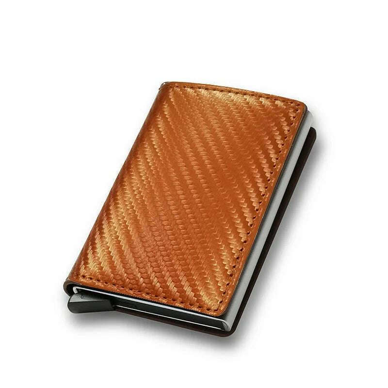 KIMLUD, Rfid Aluminum Men Wallet Card Holders Purse Carbon Fiber Men Business Slim Thin Smart Wallet Credit Cardholder Case Note Holder, Carbon Gold, KIMLUD Womens Clothes