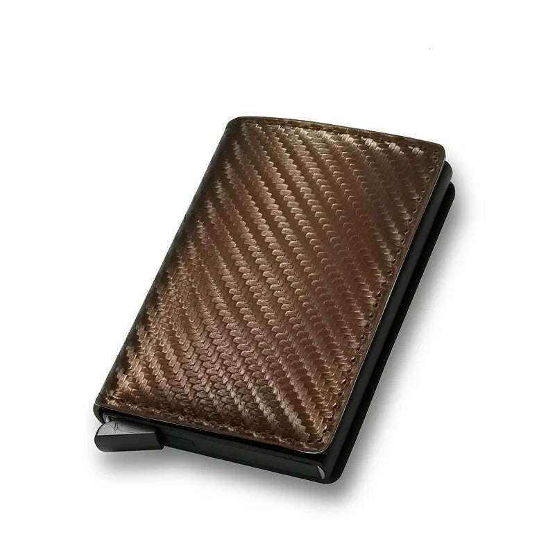 KIMLUD, Rfid Aluminum Men Wallet Card Holders Purse Carbon Fiber Men Business Slim Thin Smart Wallet Credit Cardholder Case Note Holder, Carbon Bronze, KIMLUD Womens Clothes