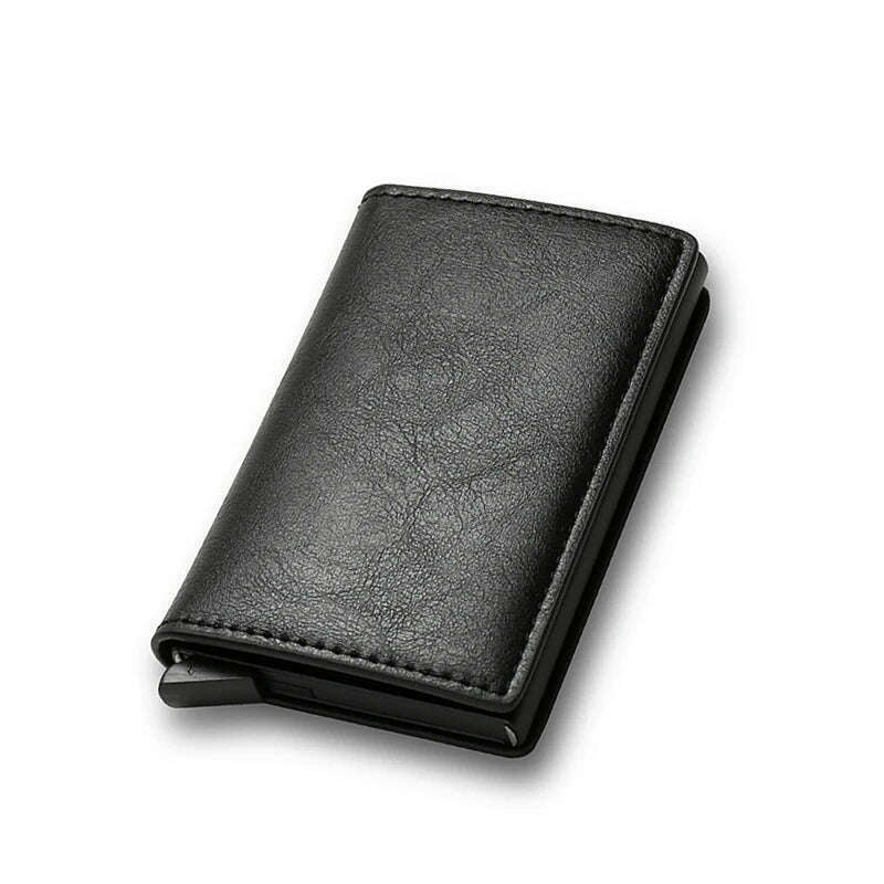 KIMLUD, Rfid Aluminum Men Wallet Card Holders Purse Carbon Fiber Men Business Slim Thin Smart Wallet Credit Cardholder Case Note Holder, Black, KIMLUD Womens Clothes