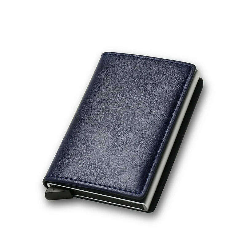 KIMLUD, Rfid Aluminum Men Wallet Card Holders Purse Carbon Fiber Men Business Slim Thin Smart Wallet Credit Cardholder Case Note Holder, Blue, KIMLUD Womens Clothes