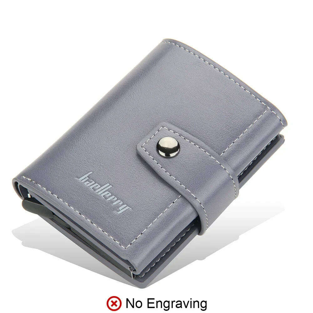 KIMLUD, RFID Blocking Protection Men ID Credit Card Holder Wallet Leather Metal Aluminum Business Bank Card Case CreditCard Cardholder, Gray (No Name), KIMLUD Womens Clothes