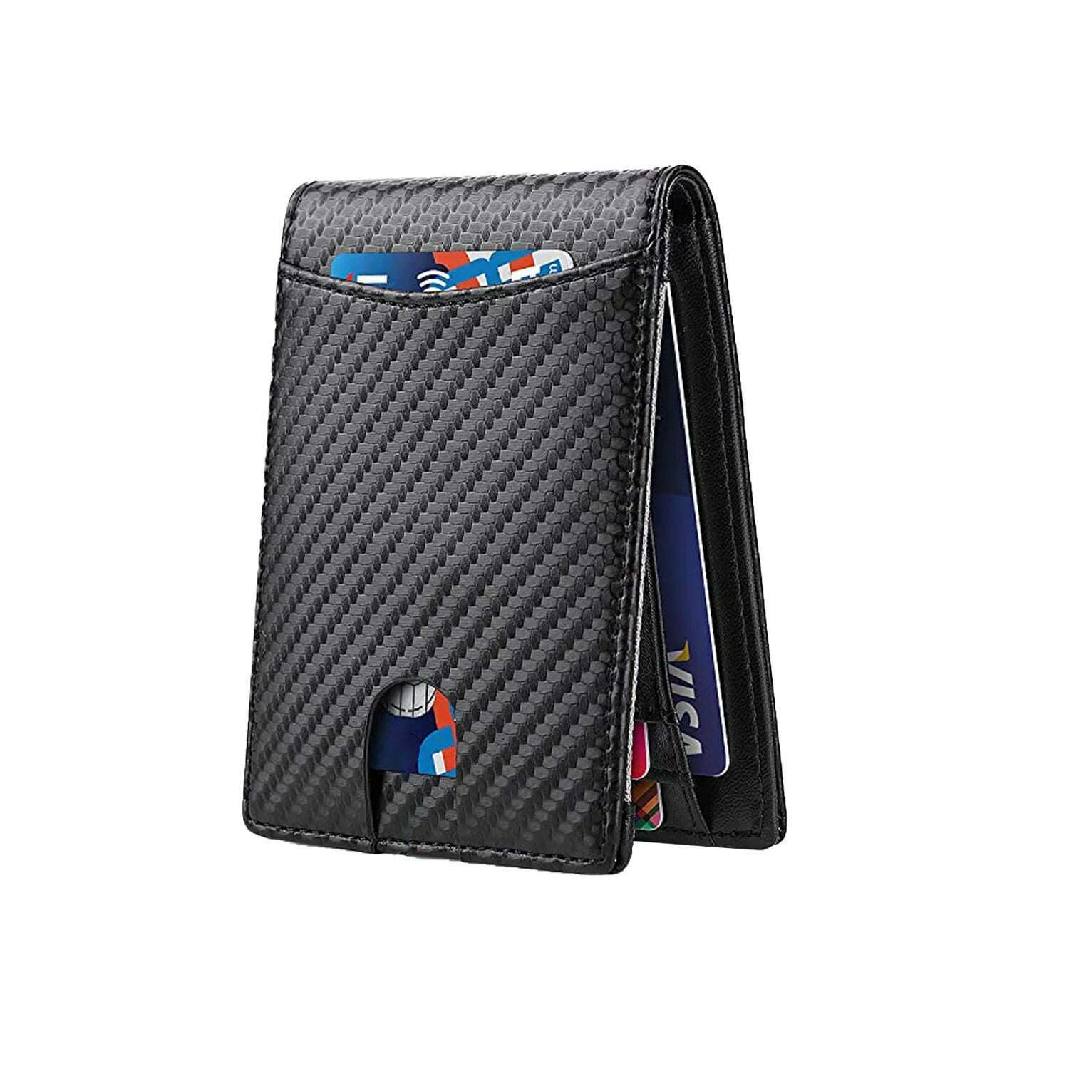 Rfid Business Card Holder Smart Wallets for Men Carbon Fiber Slim Thin Minimalist Wallet Custom Personalized Gift EDC - KIMLUD