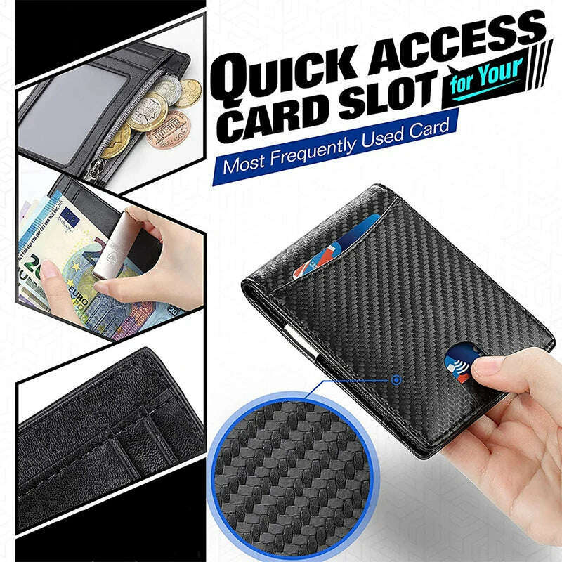 Rfid Business Card Holder Smart Wallets for Men Carbon Fiber Slim Thin Minimalist Wallet Custom Personalized Gift EDC - KIMLUD