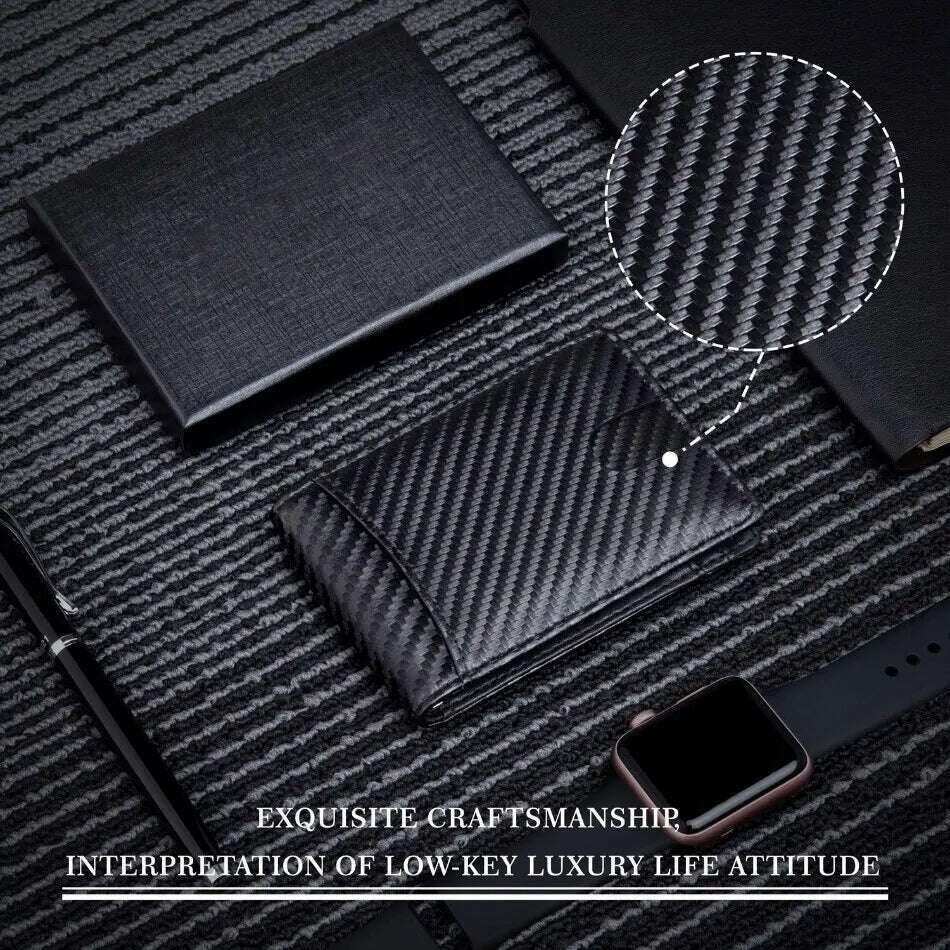 KIMLUD, Rfid Carbon Fiber Men Wallets Card Holder Money Bag Slim Thin Mini Wallet Male Small Short Purse Black Walet Billfold Vallet, KIMLUD Womens Clothes