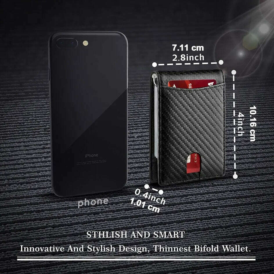 KIMLUD, Rfid Carbon Fiber Men Wallets Card Holder Money Bag Slim Thin Mini Wallet Male Small Short Purse Black Walet Billfold Vallet, KIMLUD Womens Clothes