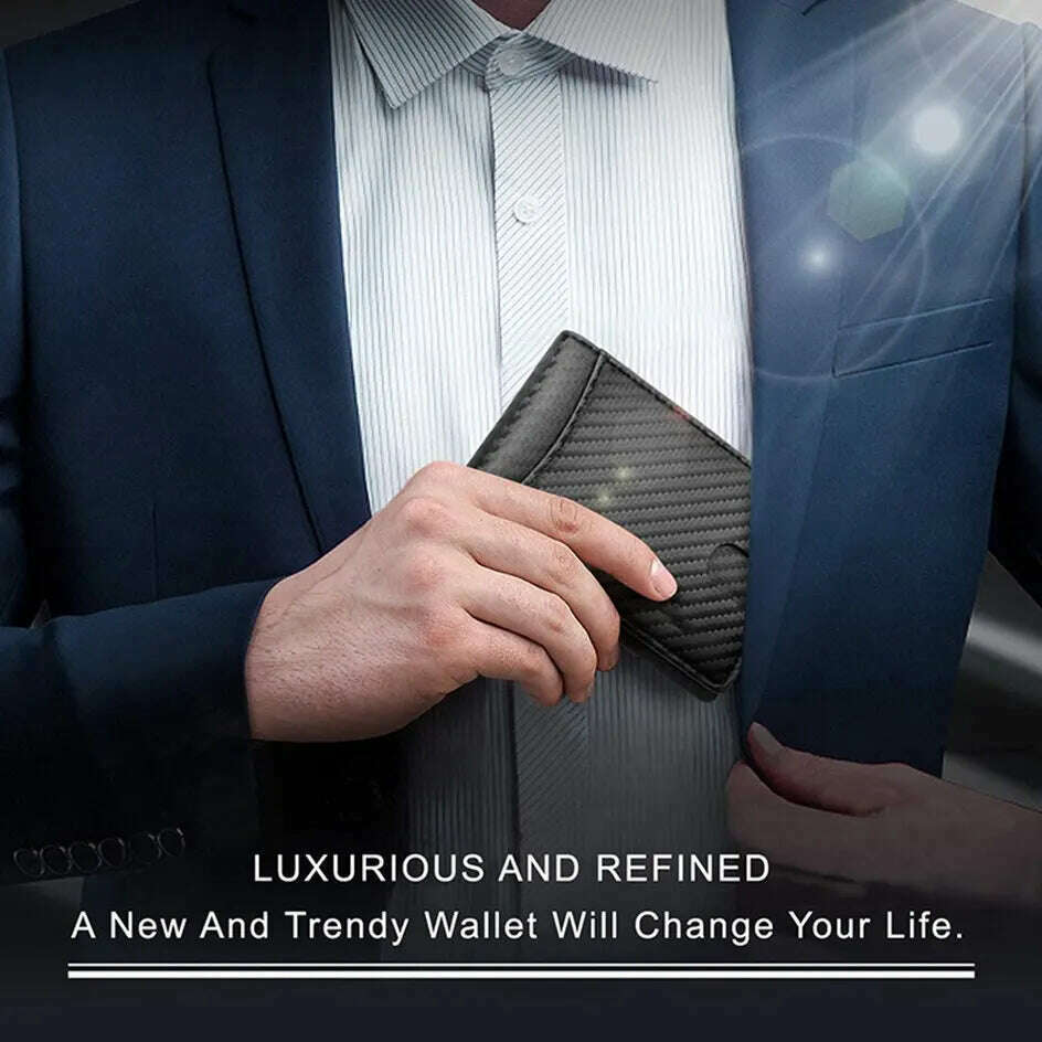 KIMLUD, Rfid Carbon Fiber Men Wallets Card Holder Money Bag Slim Thin Mini Wallet Male Small Short Purse Black Walet Billfold Vallet, KIMLUD Womens Clothes