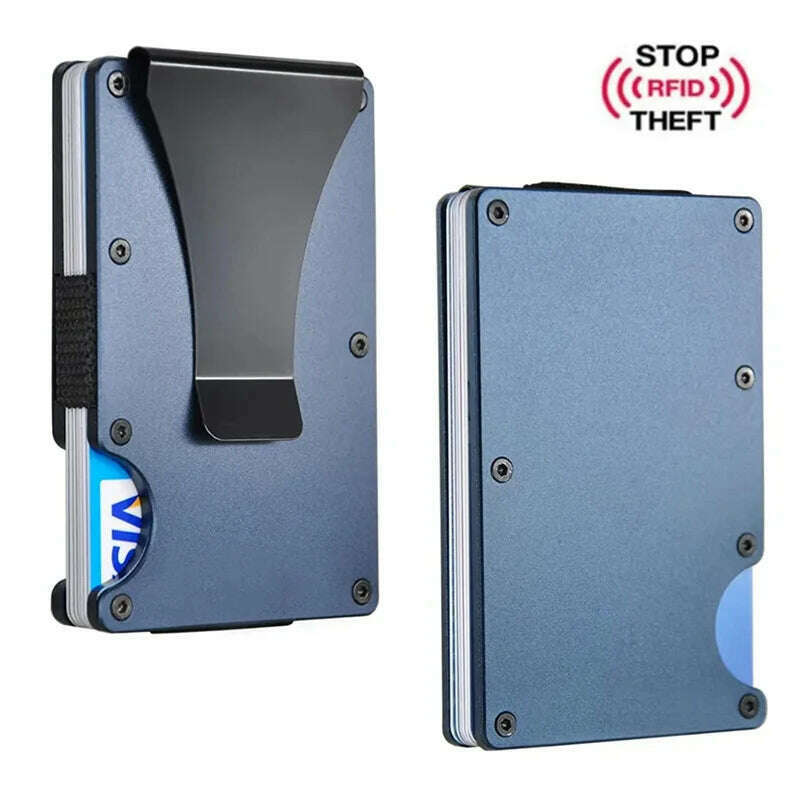 RFID Clip Metal Wallet Blocking Aluminum Minimalist Credit Card Holder Money Wallets 2024 All Color Slim Business Bank Id Case - KIMLUD