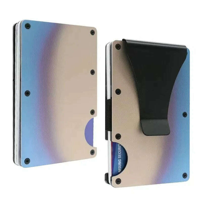 RFID Clip Metal Wallet Blocking Aluminum Minimalist Credit Card Holder Money Wallets 2024 All Color Slim Business Bank Id Case - KIMLUD