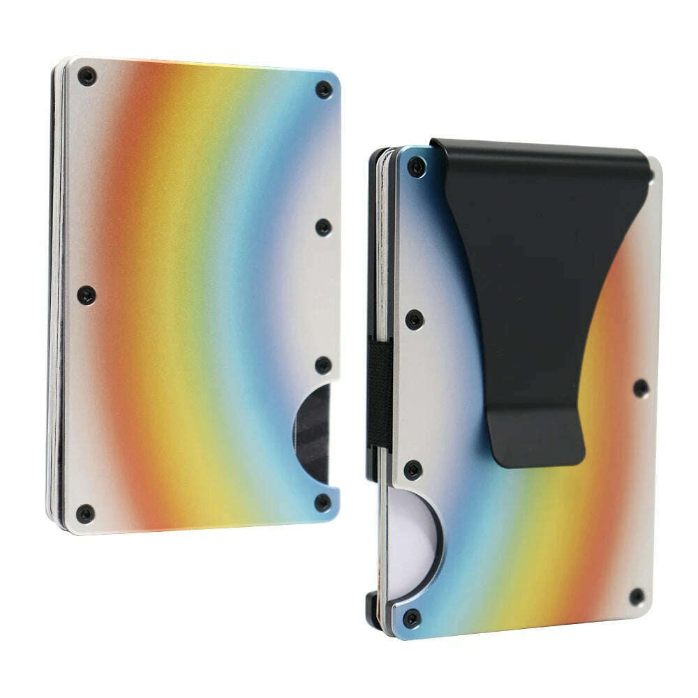 RFID Clip Metal Wallet Blocking Aluminum Minimalist Credit Card Holder Money Wallets 2024 All Color Slim Business Bank Id Case - KIMLUD