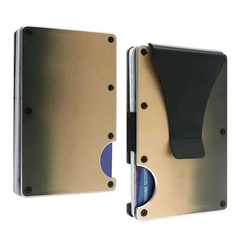 RFID Clip Metal Wallet Blocking Aluminum Minimalist Credit Card Holder Money Wallets 2024 All Color Slim Business Bank Id Case - KIMLUD